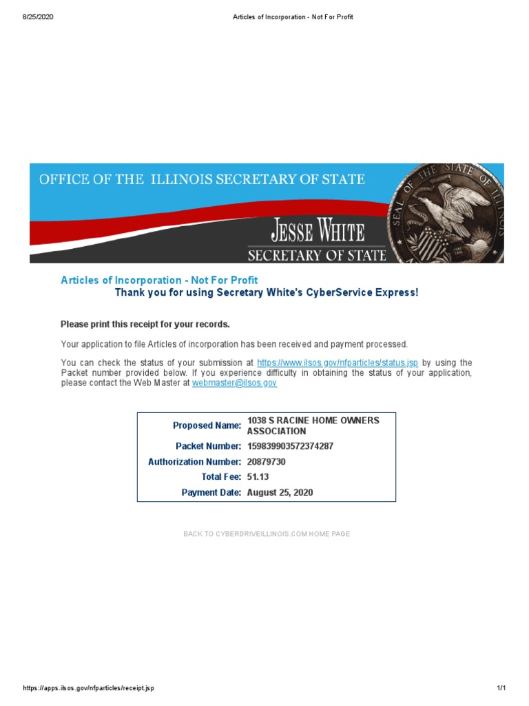 Forming a NonProfit Homeowners Association Articles of Incorporation