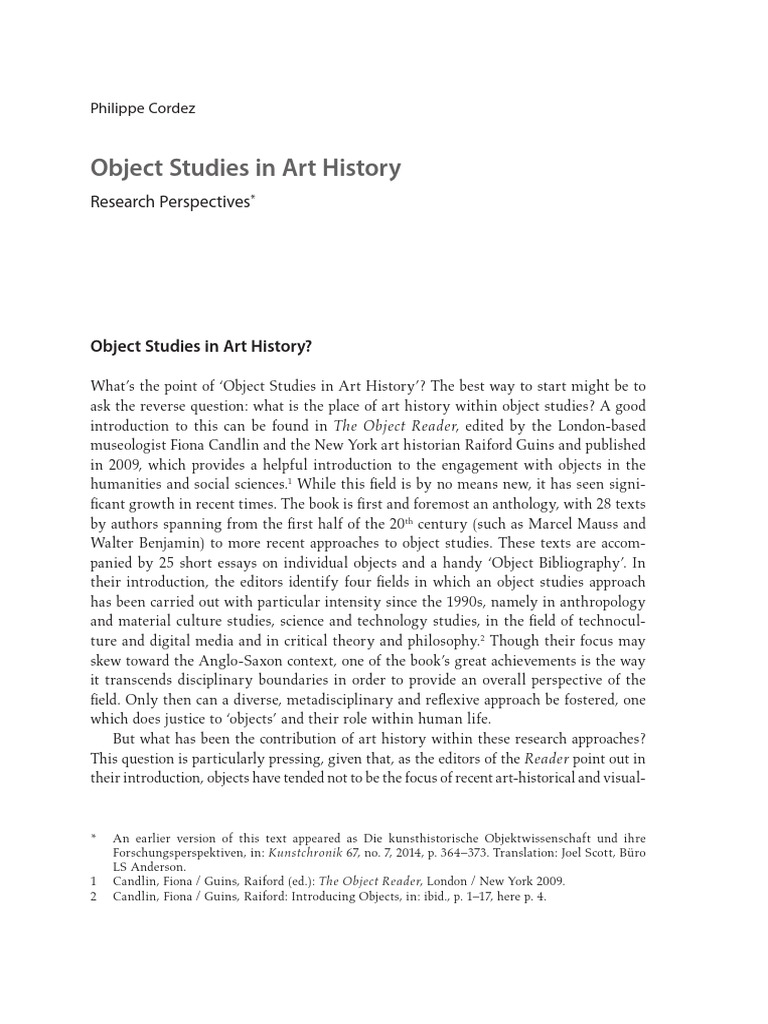 Object Studies in Art History PDF PDF Art History Object (Philosophy)
