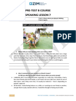 Pre-Test B Course Speaking Lesson 7: Part 1 Places Where You Played