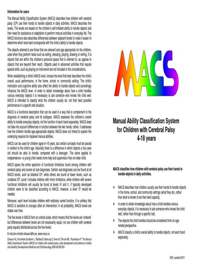 Manual Ability Classification System For CP Child PDF | PDF | Cerebral ...