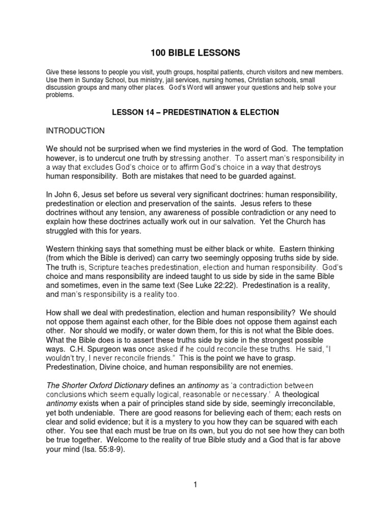 Predestination and Election Explained | PDF | Predestination | Eternal ...