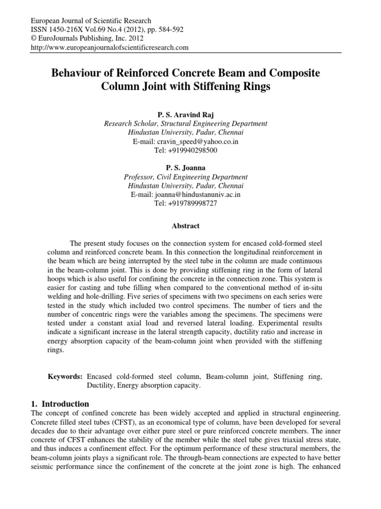 Behavior of Reinforced Concrete Beam and Composite Column Joint | PDF ...
