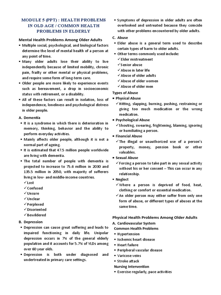 Mental Health Problems Among Older Adults | PDF | Old Age | Hypertension