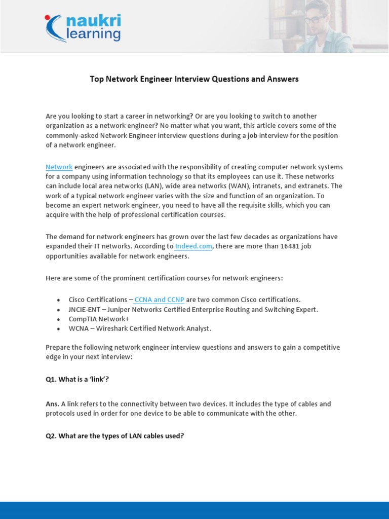 Top Network Engineer Interview Questions and Answers PDF | PDF ...
