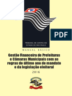 Direito Municipal - Gestão Financeira das Prefeituras e Câmaras de Vereadores - TCESP - 2016 - 116p