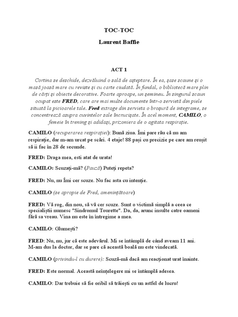 TOC TOC Act 1 | PDF