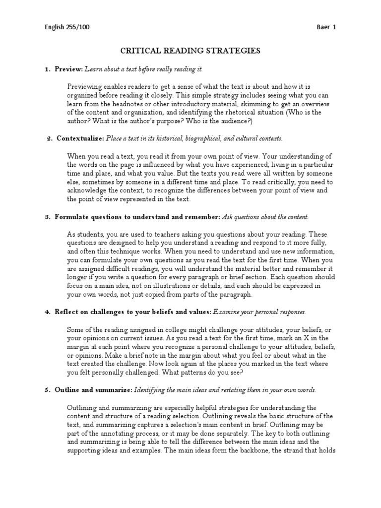 7 Essential Critical Reading Strategies | PDF | Argument | Reason
