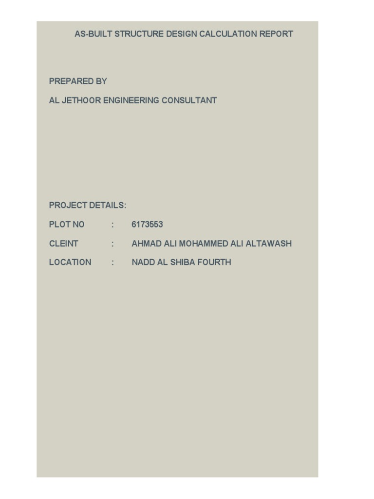 As-Built Structure Design Report | PDF | Beam (Structure) | Structural ...