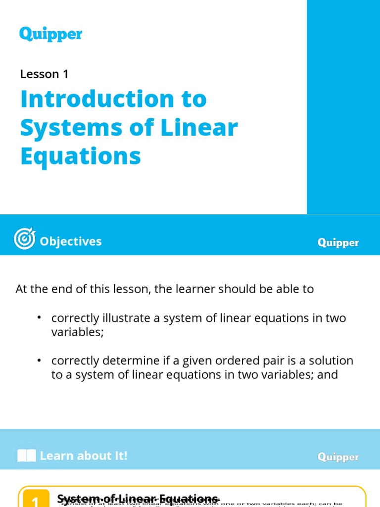 Introduction to Linear Equations Systems | PDF | System Of Linear ...