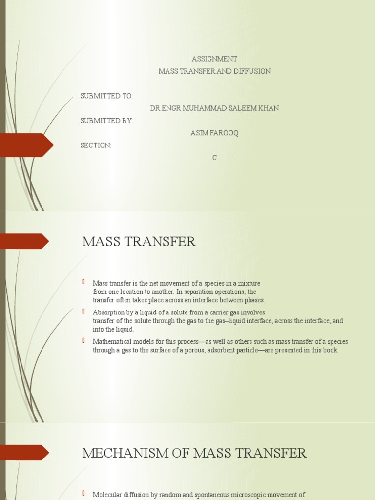 Mechanisms of Mass Transfer and Diffusion | PDF | Diffusion | Ionic Bonding