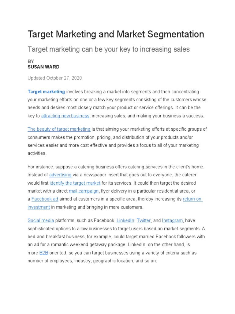 Effective Target Marketing Strategies | PDF | Market Segmentation ...