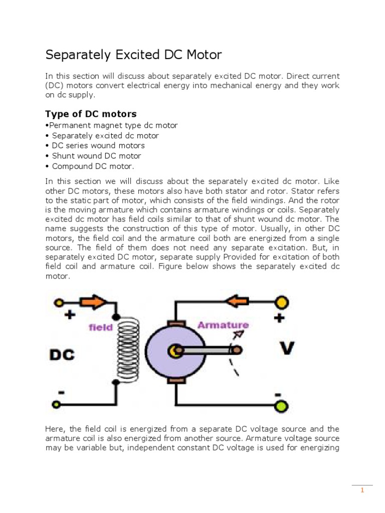 Separately Excited DC Motor | PDF | Electric Motor | Direct Current