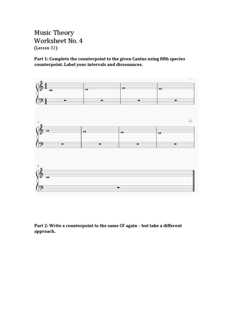 Music Theory Worksheet No. 4: (Lesson 32) | PDF | Language Arts ...