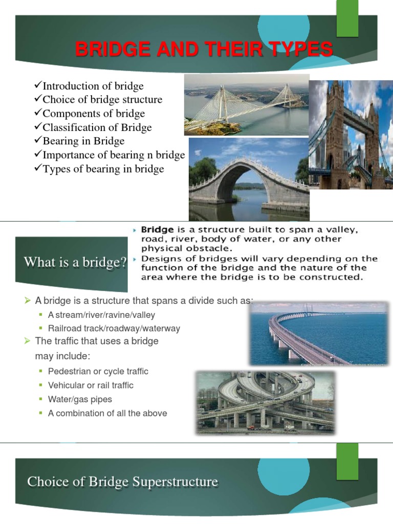Types and Components of Bridges | PDF | Bridge | Architectural Elements