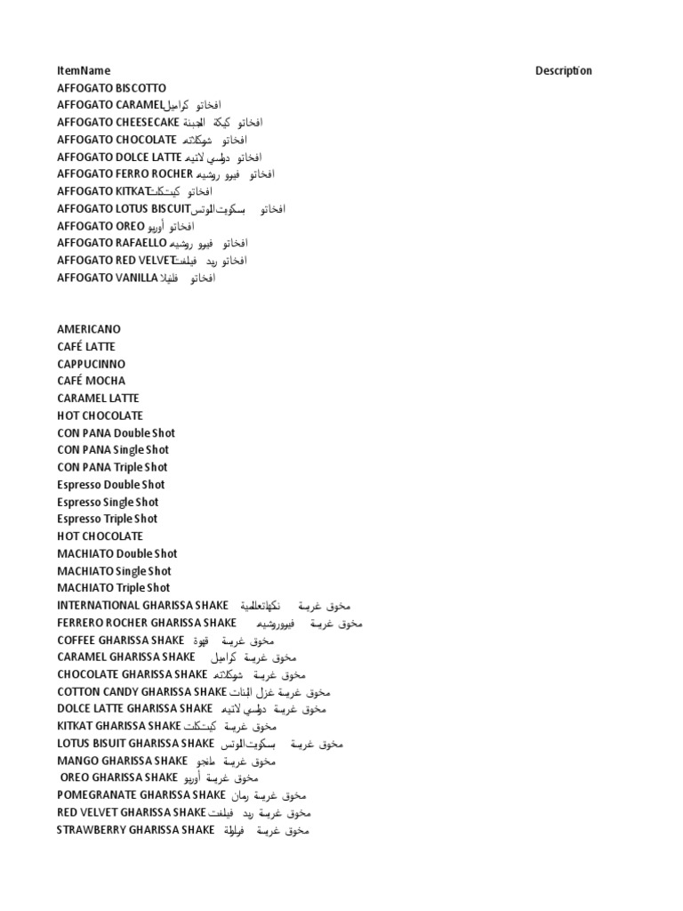 New Gharissa Menu | PDF