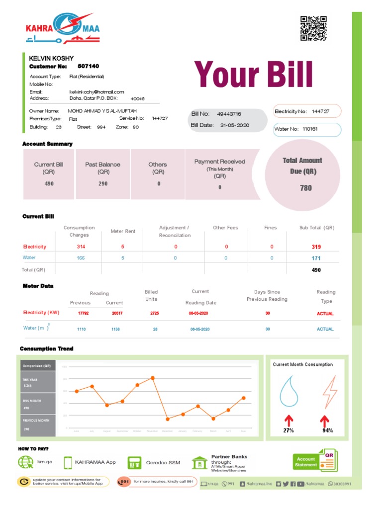 Your E-Bill For May.2020 Customer 507140 1441.10.13.03.07.597 PDF | PDF ...
