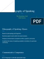 Ethnography of Speaking: The Speaking Grid Dell Hymes