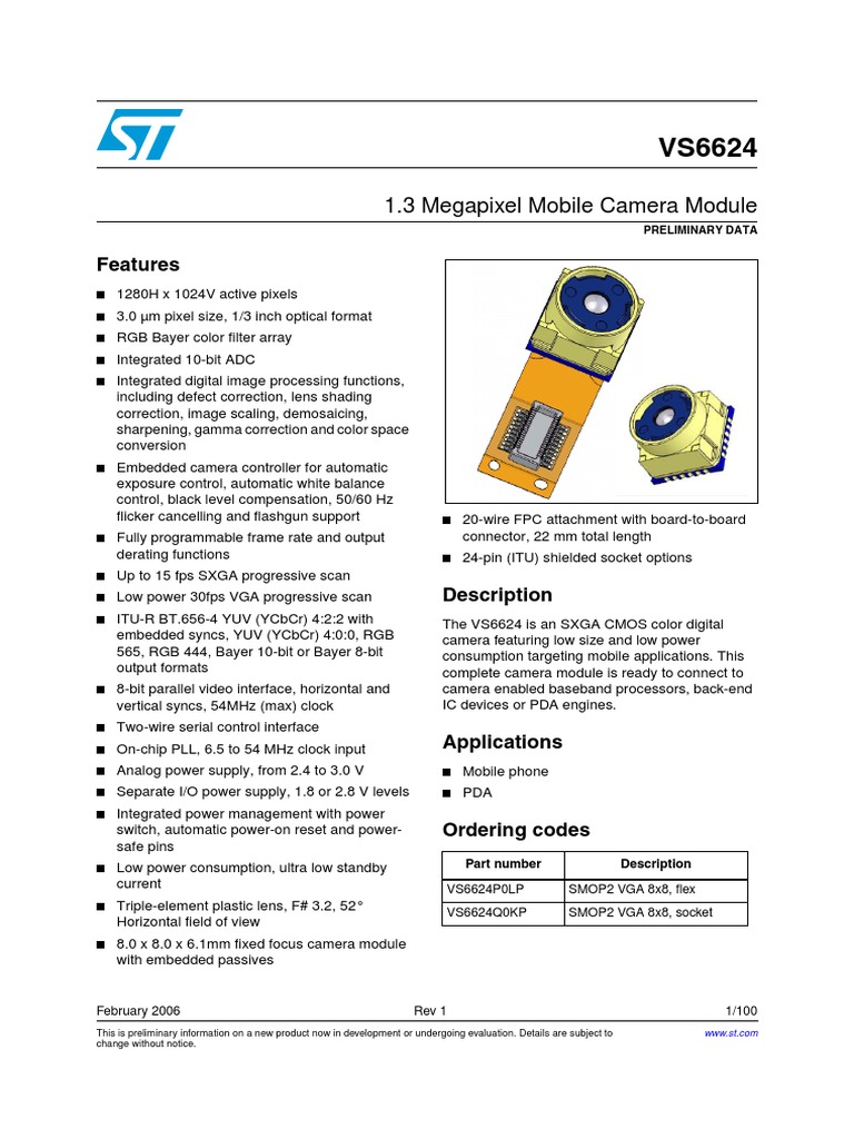 Datasheet - HK vs6624 464226 | PDF | Video | Rgb Color Model