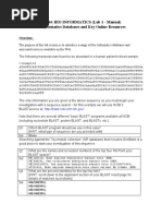 CS444: BIO INFORMATICS (Lab 1 - Manual) Bioinformatics Databases and Key Online Resources