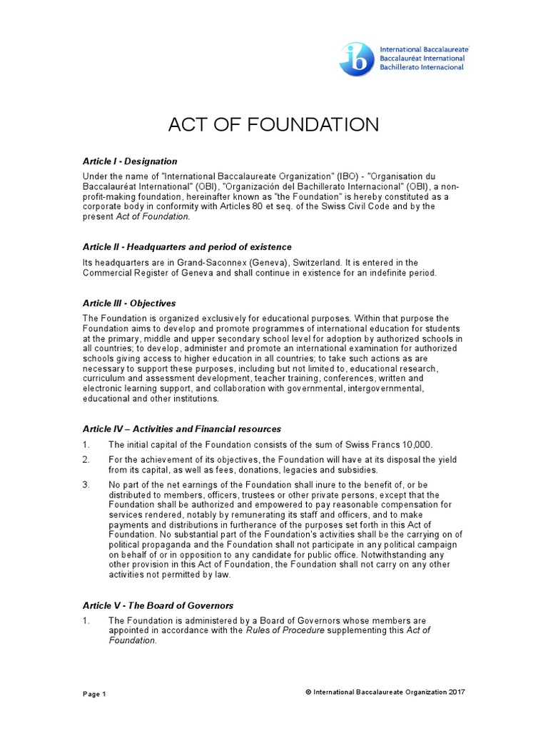 Ib Act of Foundation 2017 en | PDF | Board Of Directors | Audit