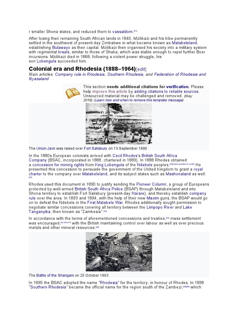 Colonial Era and Rhodesia (1888-1964) | PDF | Zimbabwe | Africa
