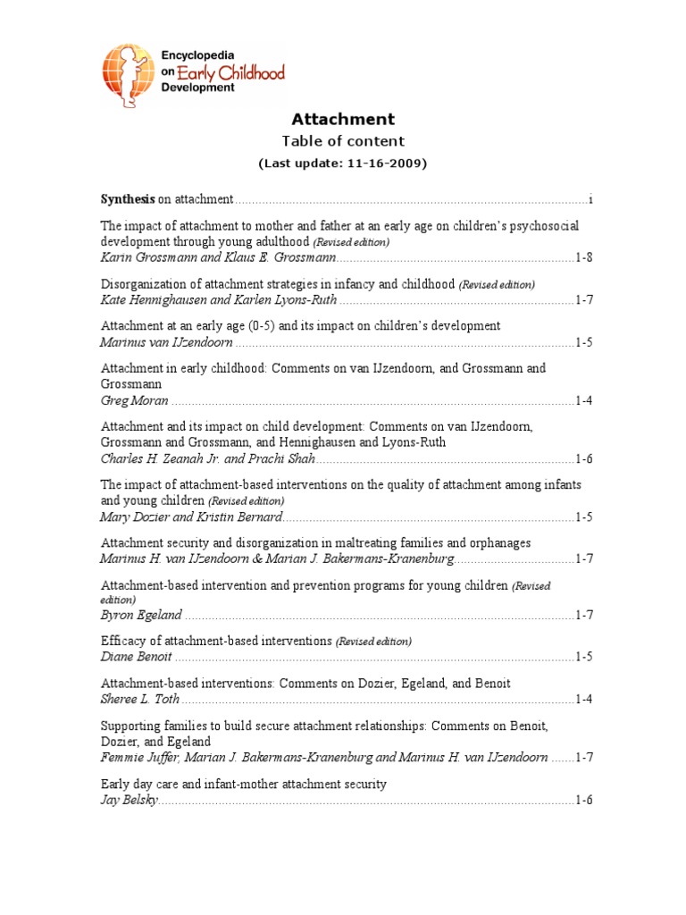 Centre of Excellence For Early Childhood Development (2006) Attachment ...