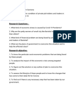 Research Questions:: Topic-Socio-economic Condition of Private Job Holders and Traders in