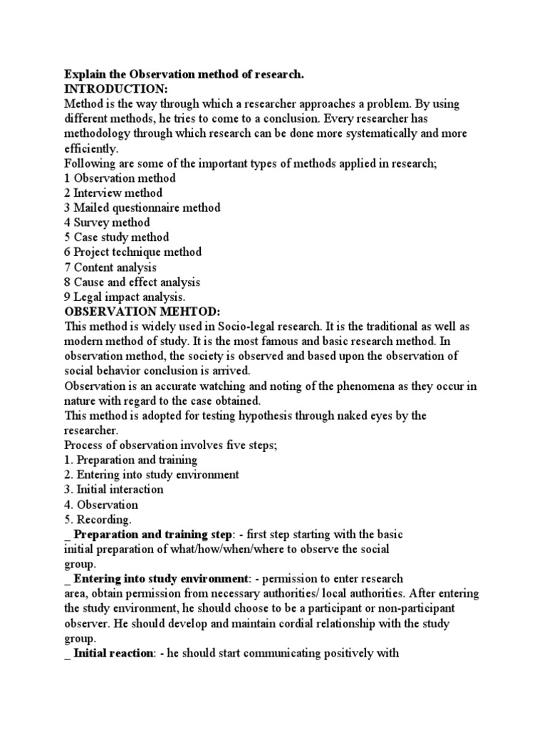 Observation Method of Research | PDF | Observation | Survey Methodology