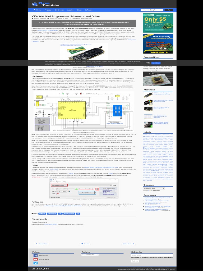 XTW100 Mini Programmer Schematic and Driver One Transistor | PDF ...