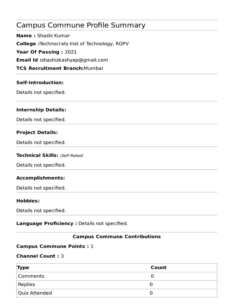 User Profile PDF | PDF