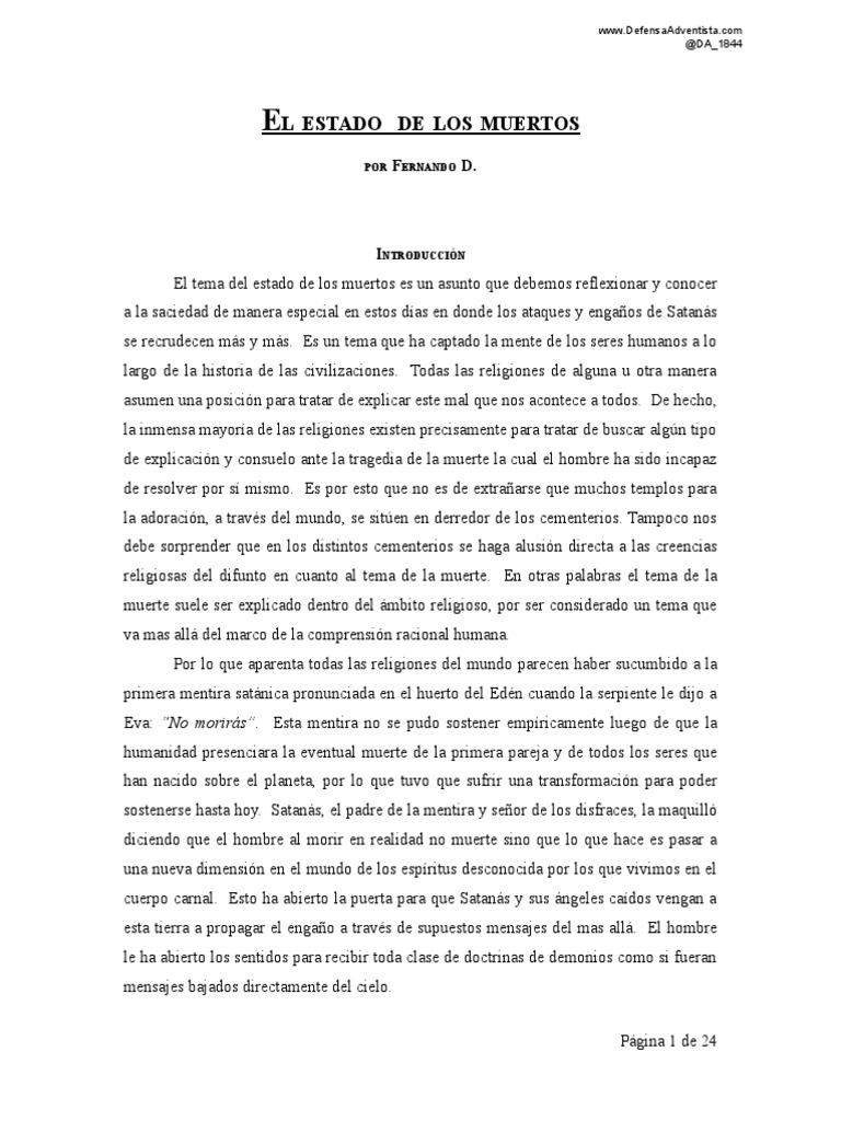 El Estado de Los Muertos | PDF | Creencia religiosa y doctrina | Biblia