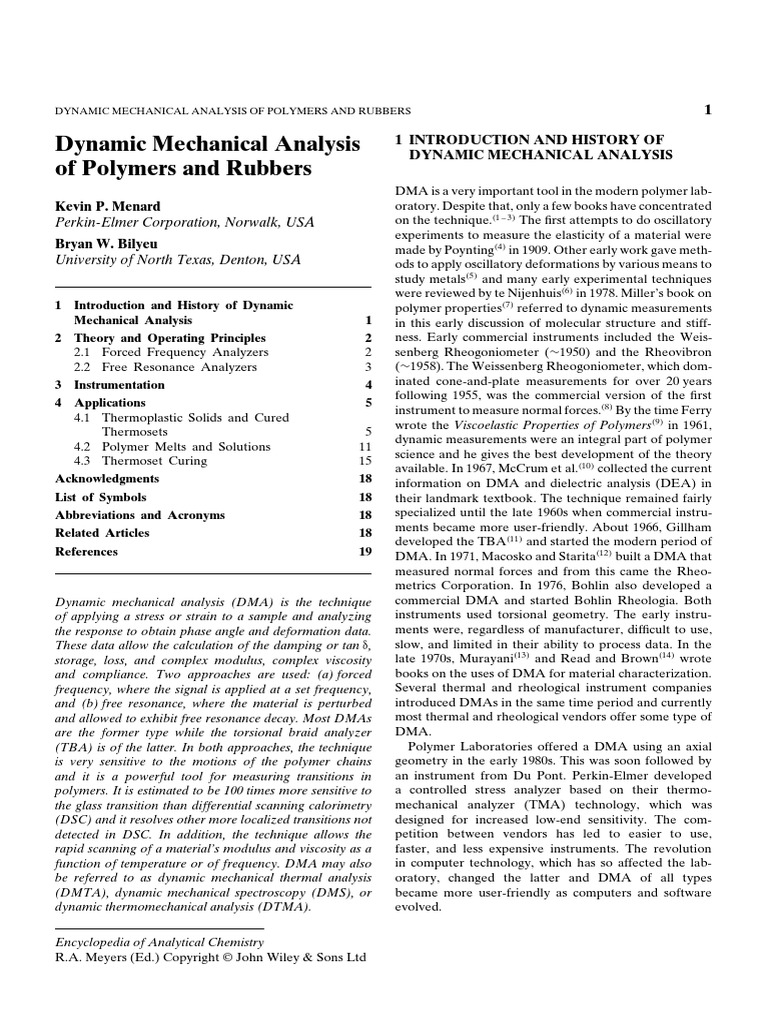 1 Introduction and History of Dynamic Mechanical Analysis | PDF ...
