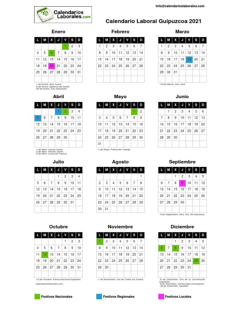 Calendario Gipuzkoa  PDF  Fiestas cristianas y días santos  Días festivos