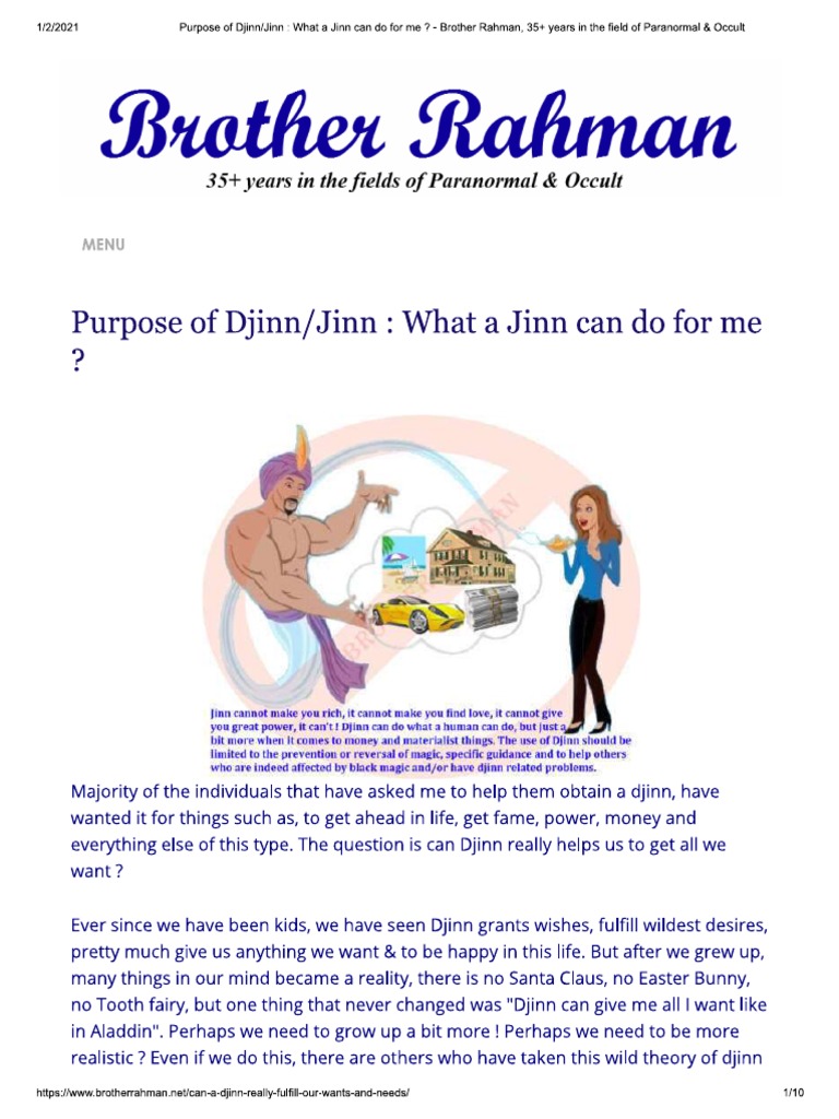 Purpose of Djinn or Jinn What A Jinn Can Do For Me PDF