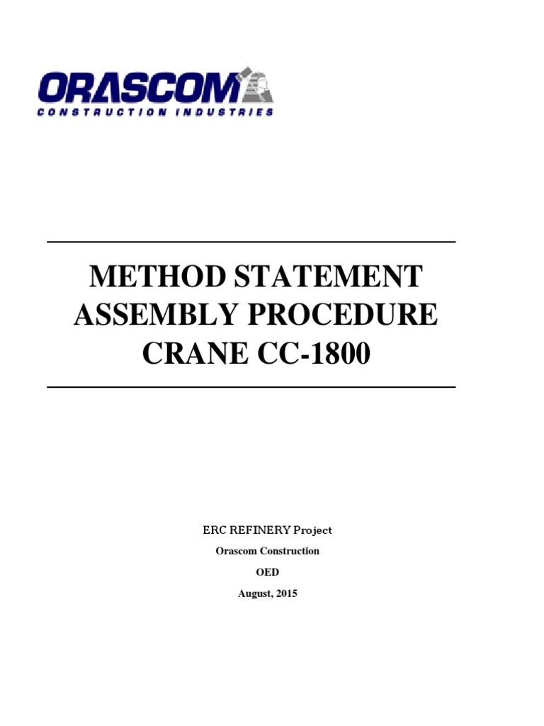 CC-1800 Crane Assembly Method Statement | PDF | Crane (Machine)