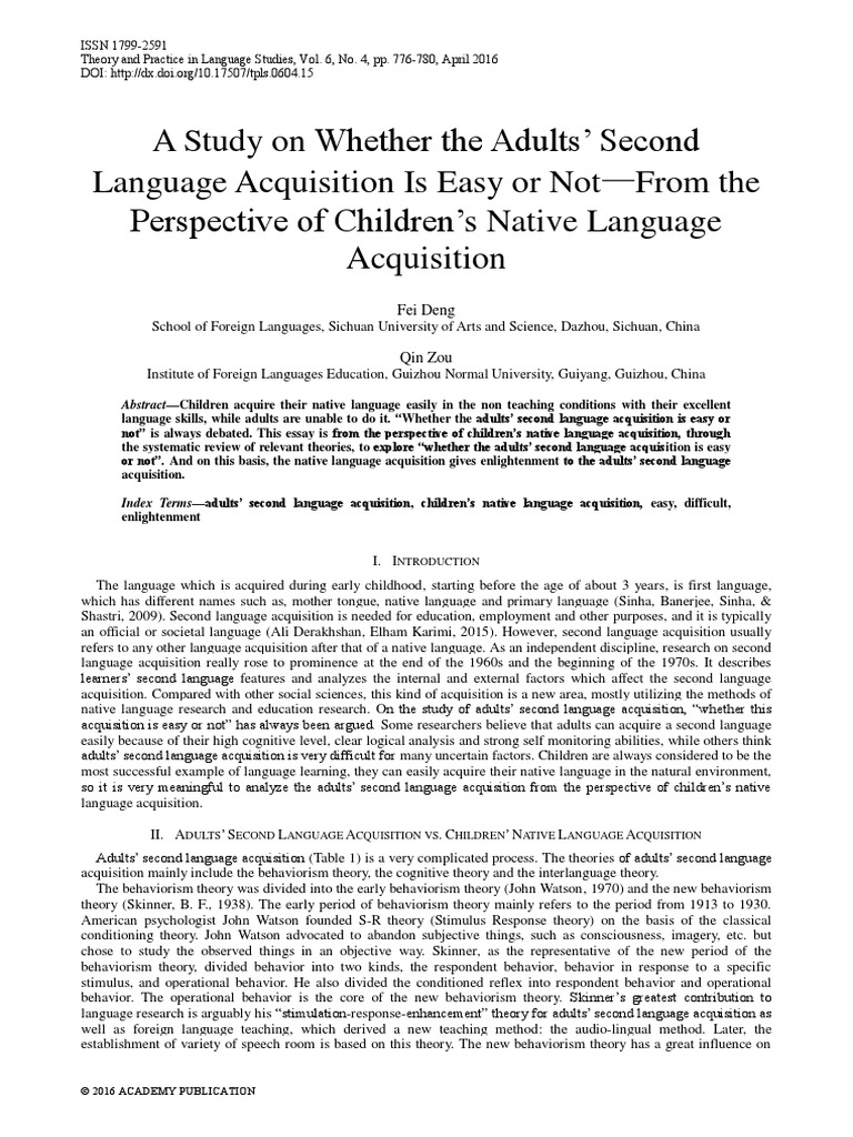 690 2704 1 PB | PDF | Second Language | Language Acquisition