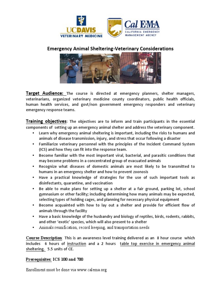 DHS Emergency Animal Sheltering | PDF | Emergency | Health Care