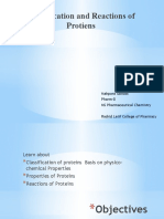 Classification and Reactions of Protiens