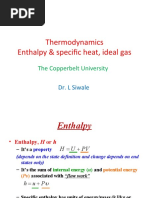 Thermodynamics Enthalpy & Specific Heat, Ideal Gas: The Copperbelt University