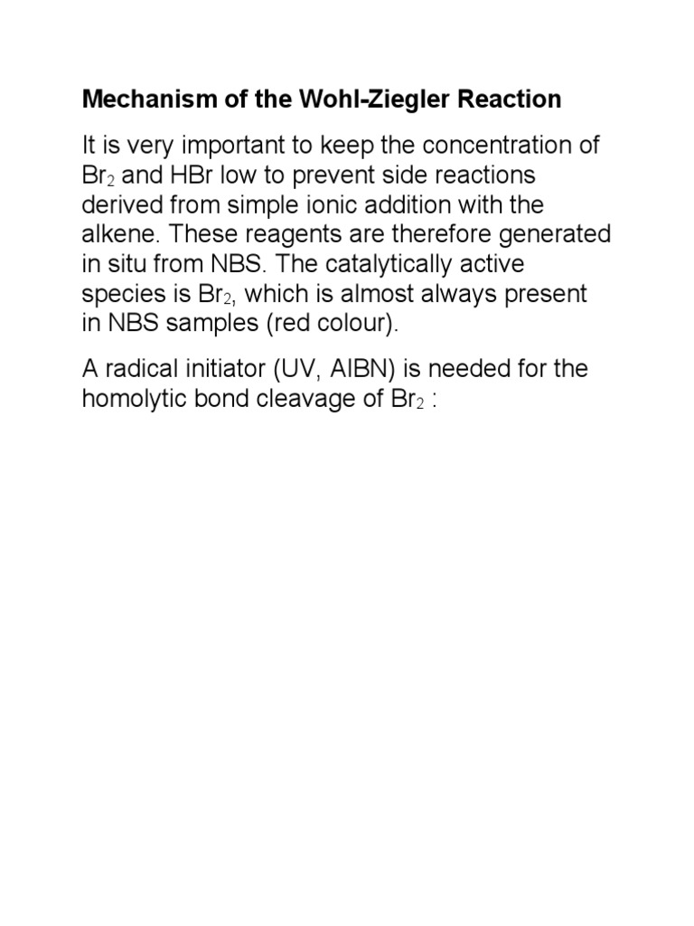 Wohl-Ziegler Reaction Mechanism Explained | PDF