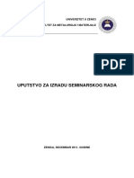Uputstvo Za Seminarski Rad - Metalurško-Tehnološki Fakultet U Zenici