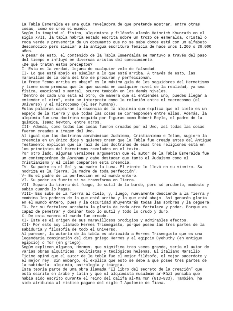 La Tabla Esmeralda Una guía hermética para revelar los misterios de la