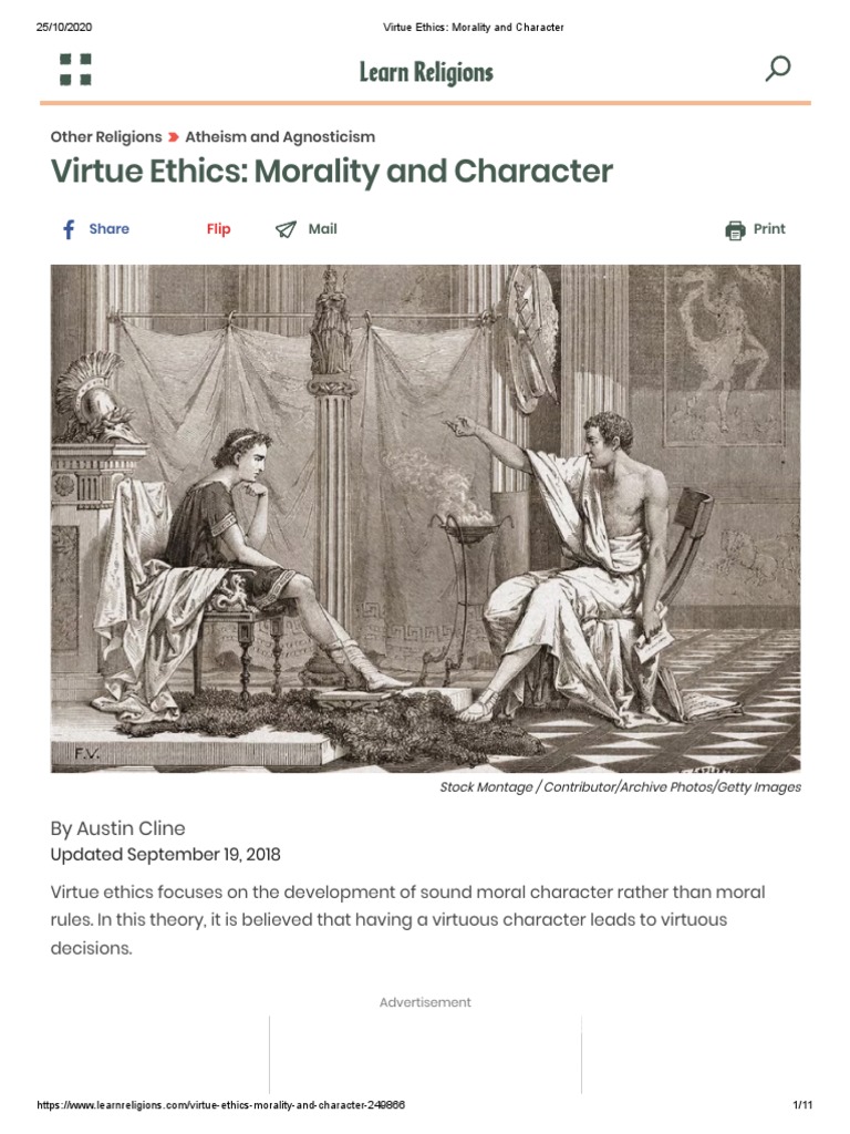Virtue Ethics Morality And Character Pdf Virtue Ethics Virtue