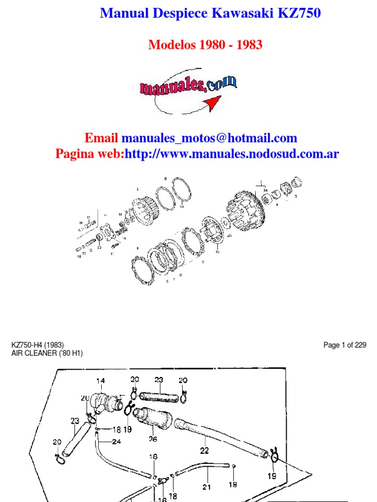 Kawasaki KZ750 Parts Manual 1980-1983 | PDF | Screw | Clutch