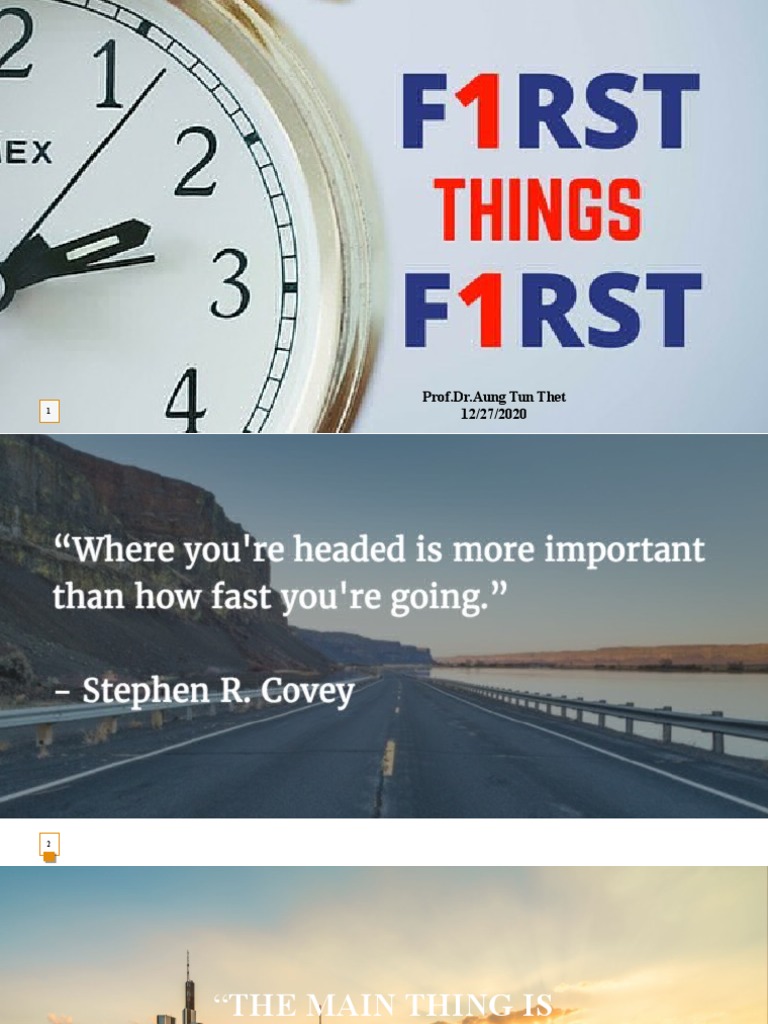 December 27-First Things First | PDF | Career & Growth | Self-Improvement