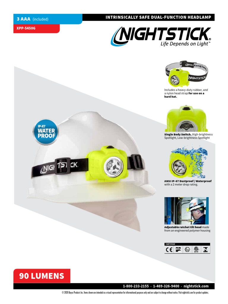 Faro LED Nightstick XPP-5450G | Intrinsecamente Sicuro | 90 Lumen, IP67, 3xAAA
