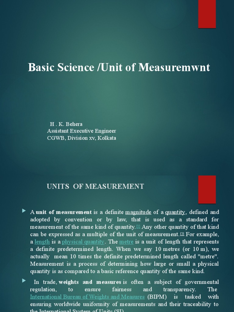 Units of Measurement in Basic Science | PDF | Litre | Volume
