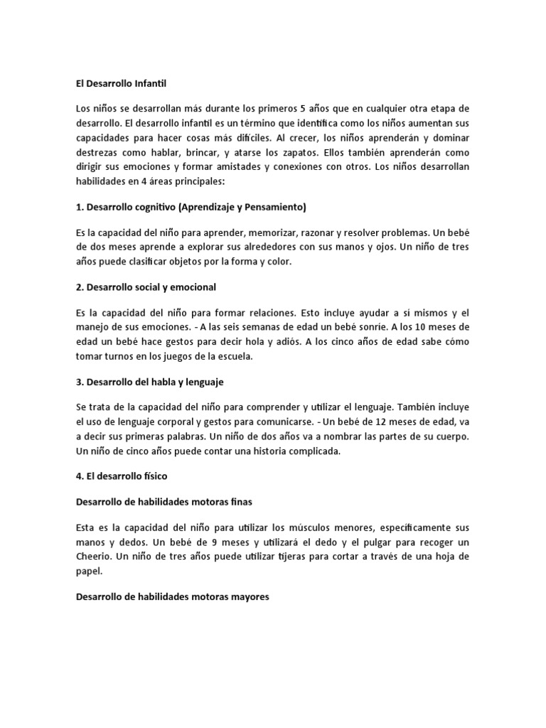 Etapas del Desarrollo Infantil | PDF | Las emociones | Aprendizaje