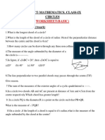 Subject-Mathematics, Class-Ix Circles: Worksheet (Basic)