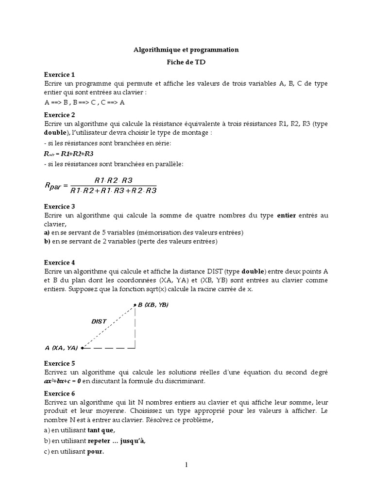 Exercices d'algorithmique et programmation | PDF | Matrice ...